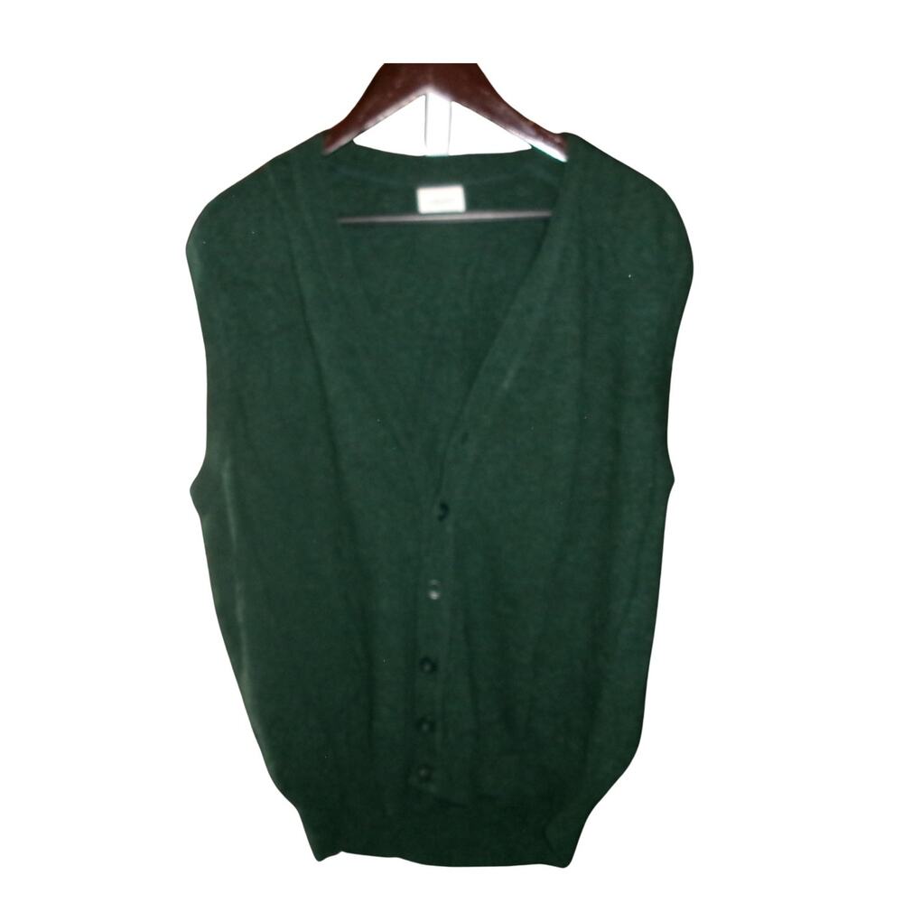 United Colors of Benetton Pure Lambswool Sweater Vest Green XL Made Italy